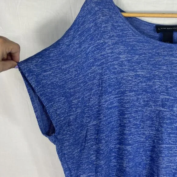 Lane Bryant Plus Size 18/20 Heather Royal Blue V-Neck Short Sleeve Asymmetrical - Picture 5 of 6